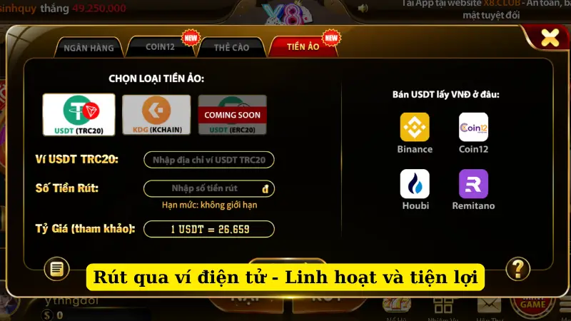 Rút qua ví điện tử - Linh hoạt và tiện lợi