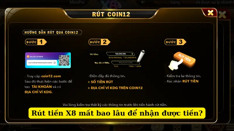 Rút tiền X8 mất bao lâu để nhận được tiền?
